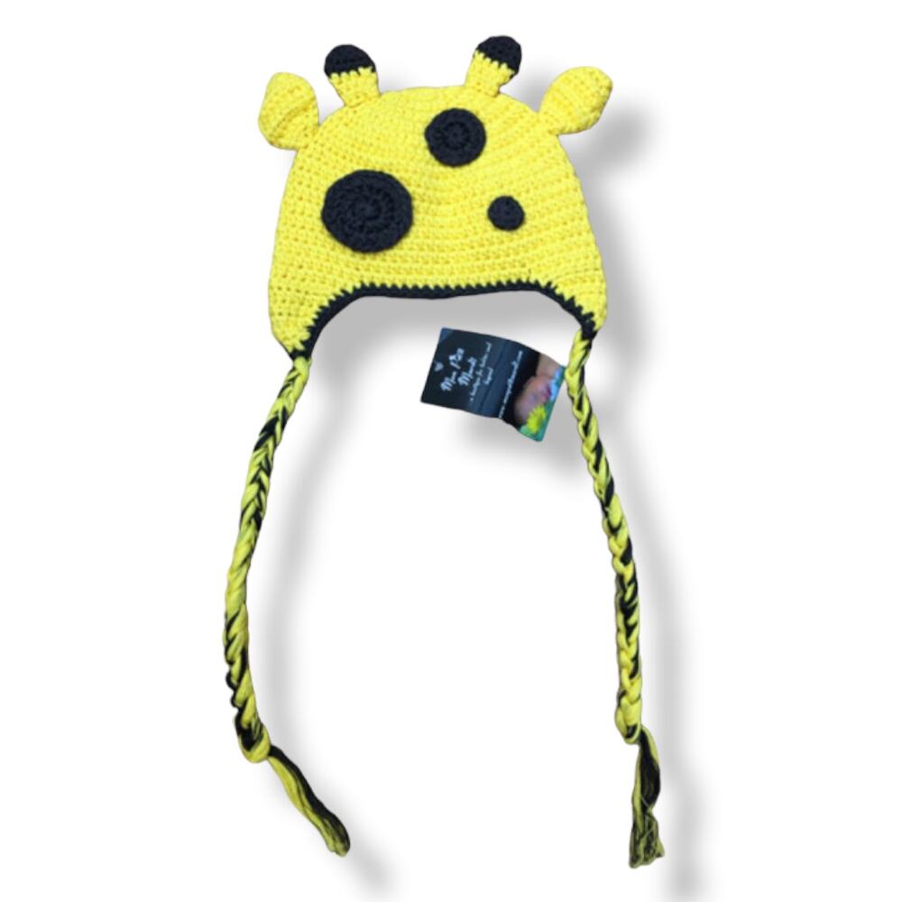 Mon Petit‎ Mardi Yellow Brown Crochet Giraffe Hat NEW NWT M 48-50 cm 18 mo